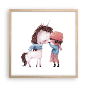 Poszter világos tölgy keretben - Téli mese - 50x50 cm