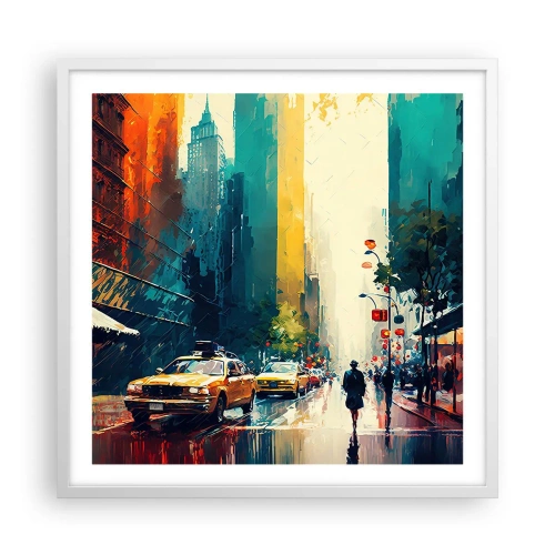 Poszter fekete keretben - New York - itt még az eső is színes. - 60x60 cm