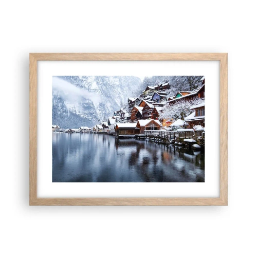 Poszter világos tölgy keretben - Téli díszben - 40x30 cm