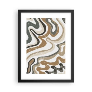 Poszter fehér keretben - Földszínű színek kanyarulatai - 30x40 cm