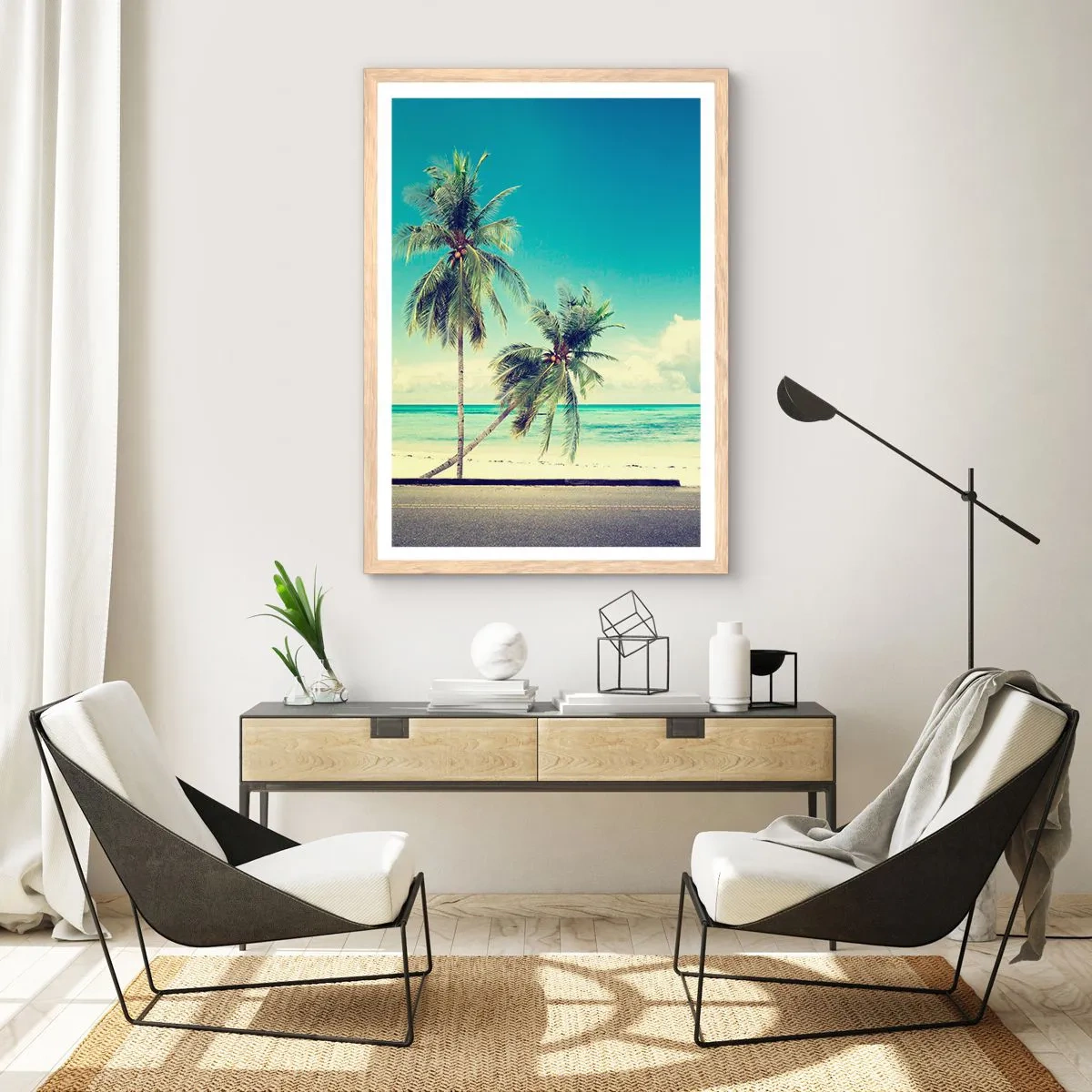 Poszter világos tölgy keretben - Ideje elkezdeni a nyaralást - 70x100 cm