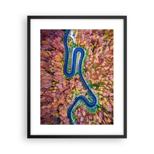 Poszter fehér keretben - Kanyargós út az erdőn keresztül - 40x50 cm