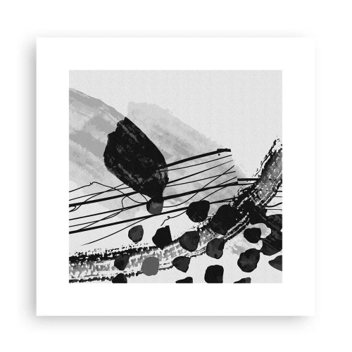 Poszter - Fekete-fehér organikus absztrakció - 30x30 cm