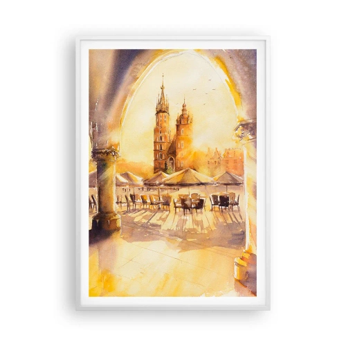 Poszter fekete keretben - Napkelte a krakkói piactér felett - 70x100 cm