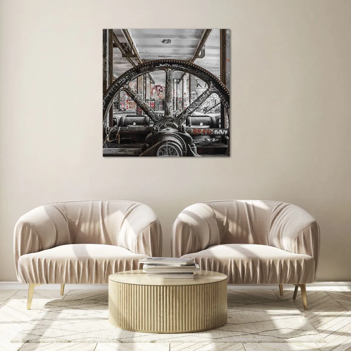 Üveg kép - A gyár titkos élete - 50x50 cm