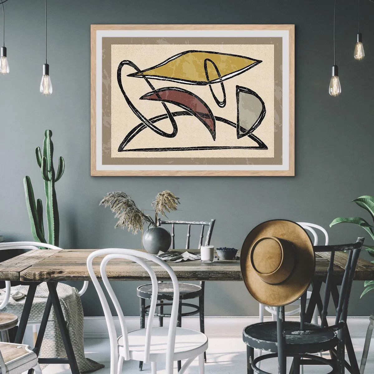 Poszter világos tölgy keretben - Függőlegesek és vízszintek - 70x50 cm