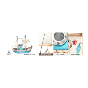 Fotótapéta Minta Standard Eco - Ahoj, kaland! - Hajó, Gyermekek, Tengeri - 100x30 cm