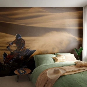 Fotótapéta Standard Eco - Egy quad motoros lovagol a sivatagon keresztül - 100x70cm - A homok hullámain - Modern fali dekoráció nappalihoz és hálószobához ARTTOR