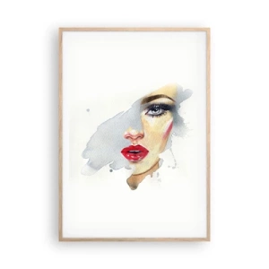 Poszter világos tölgy keretben - Egy vízcsepp tükörkép  - 70x100 cm