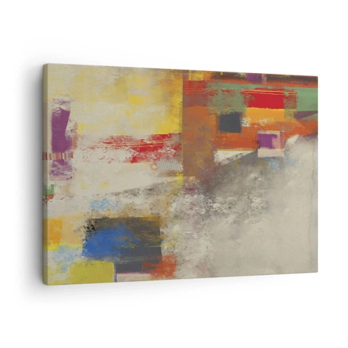 Vászonkép - Színes absztrakció geometriai alakzatokkal - 70x50cm - Színgeometria - Modern fali dekoráció nappalihoz és hálószobához ARTTOR