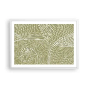 Poszter fekete keretben - Bonyolult absztrakció fehérben - 70x50 cm