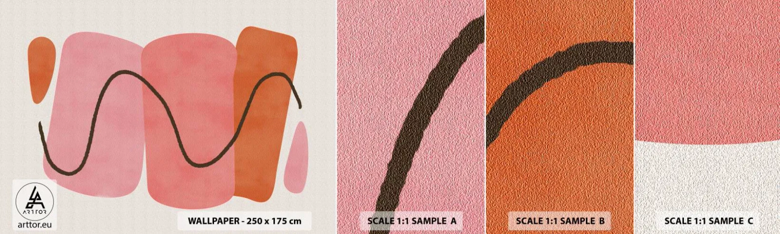 Fotótapéta Minta Standard Eco - Formák szelíd mozgása - Absztrakció, Minimalizmus, Pasztell - 100x30 cm