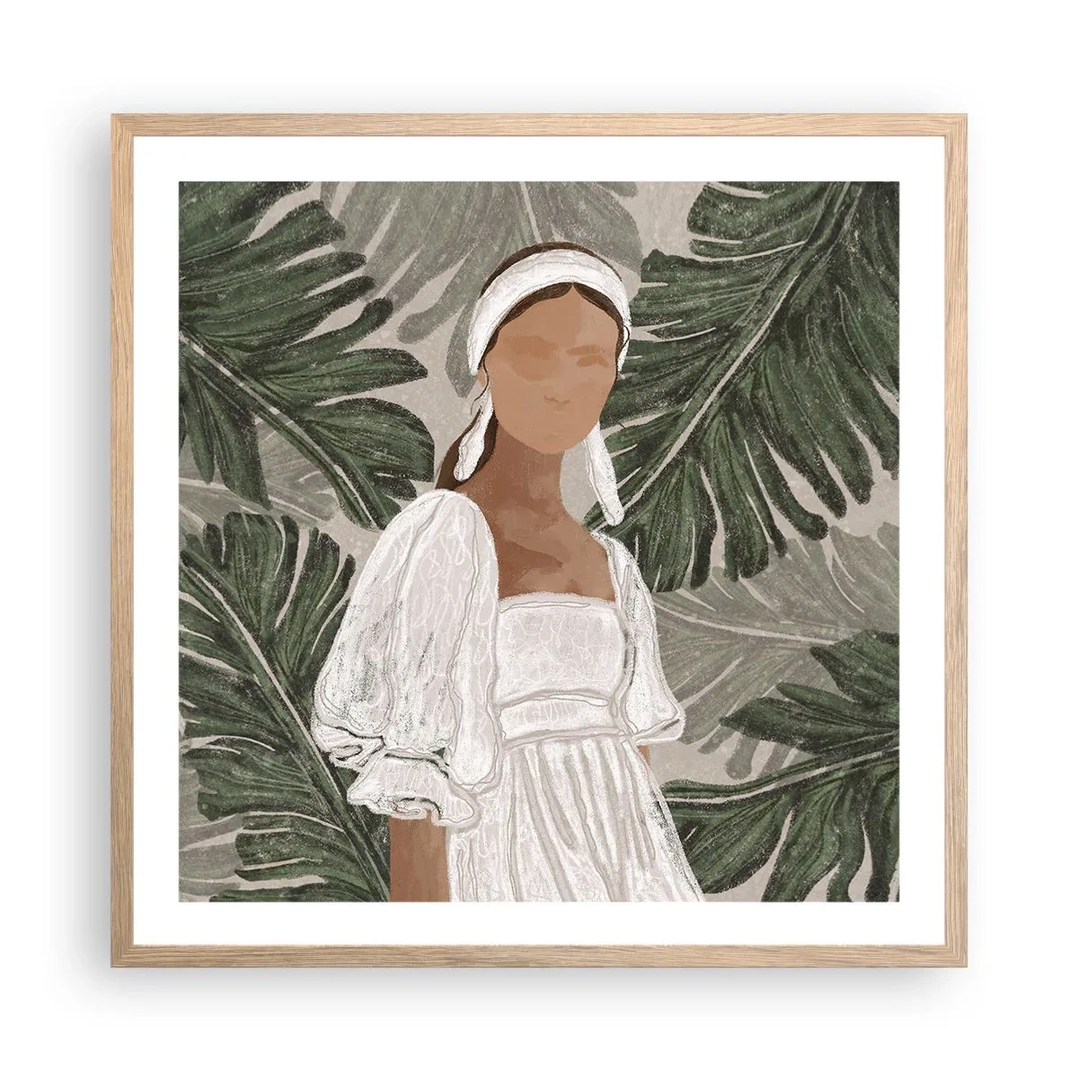 Poszter világos tölgy keretben - Egzotikus portré - 60x60 cm