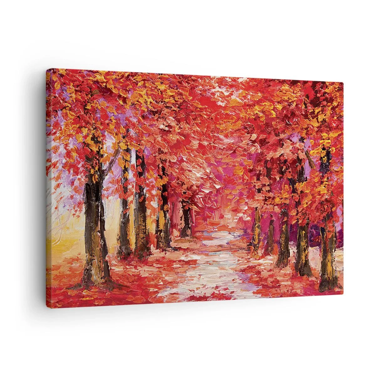 Vászonkép - Festői sikátor őszi színekben, impresszionista stílusban - 70x50cm - Őszi benyomás - Modern fali dekoráció nappalihoz és hálószobához ARTTOR
