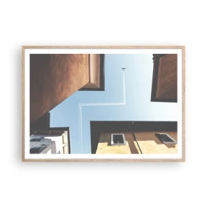 Poszter világos tölgy keretben - A városi labirintus felett - 100x70 cm