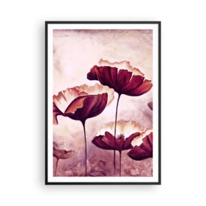Poszter fehér keretben - Piros és fehér szirom - 70x100 cm