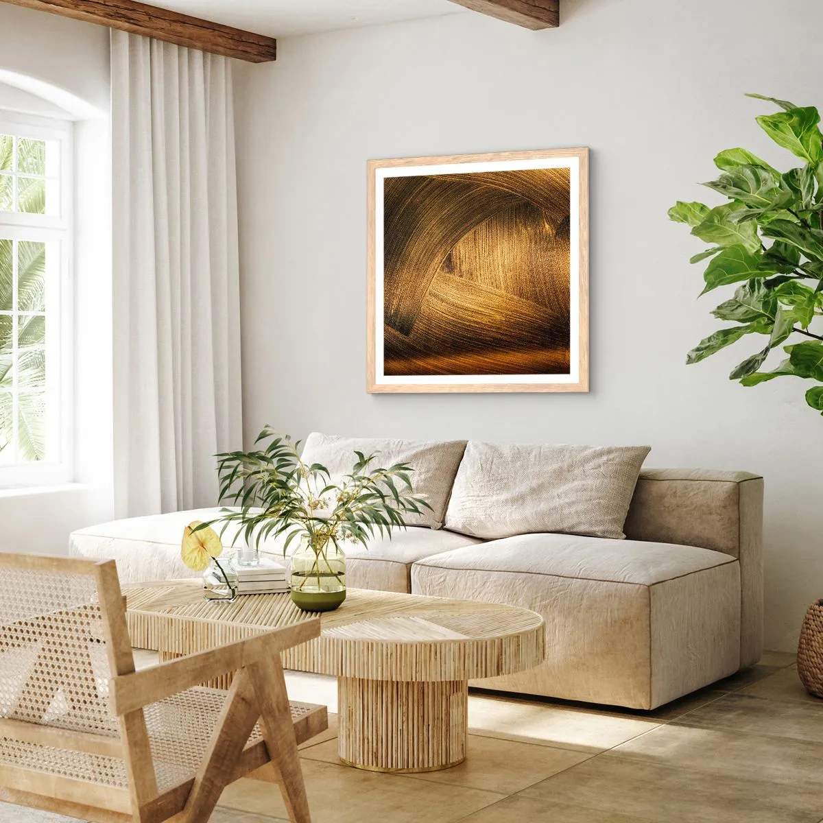 Poszter világos tölgy keretben - Egy arany labirintusban - 50x50 cm