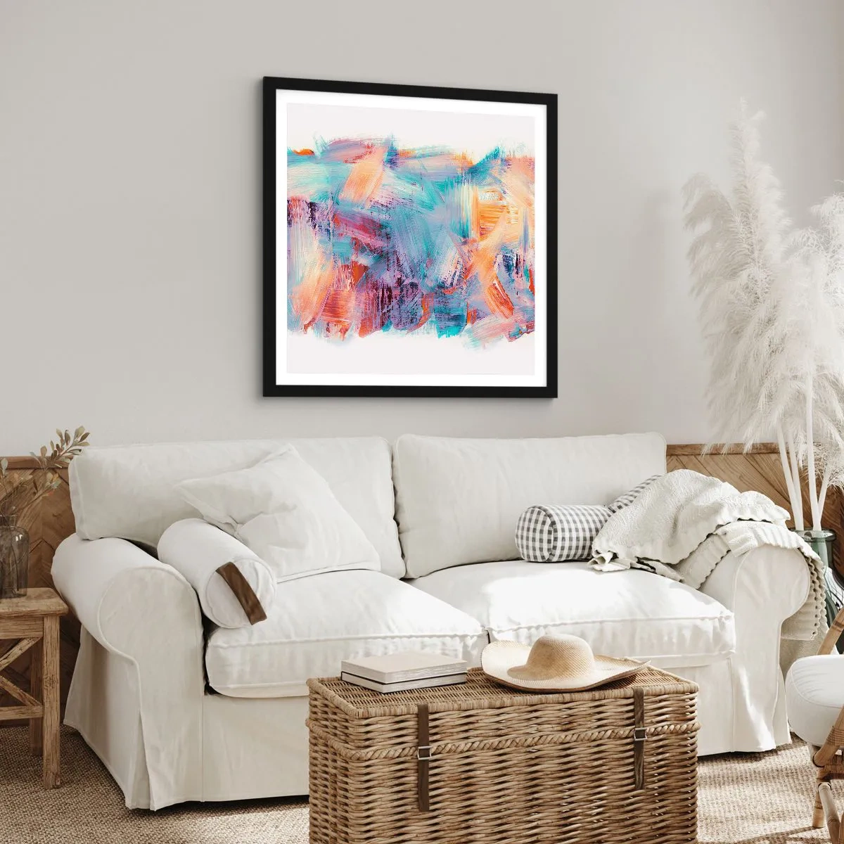 Poszter fehér keretben - Színes rendetlenség - 50x50 cm