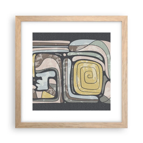 Poszter világos tölgy keretben - Absztrakció pre-kolumbián szellemben - 30x30 cm