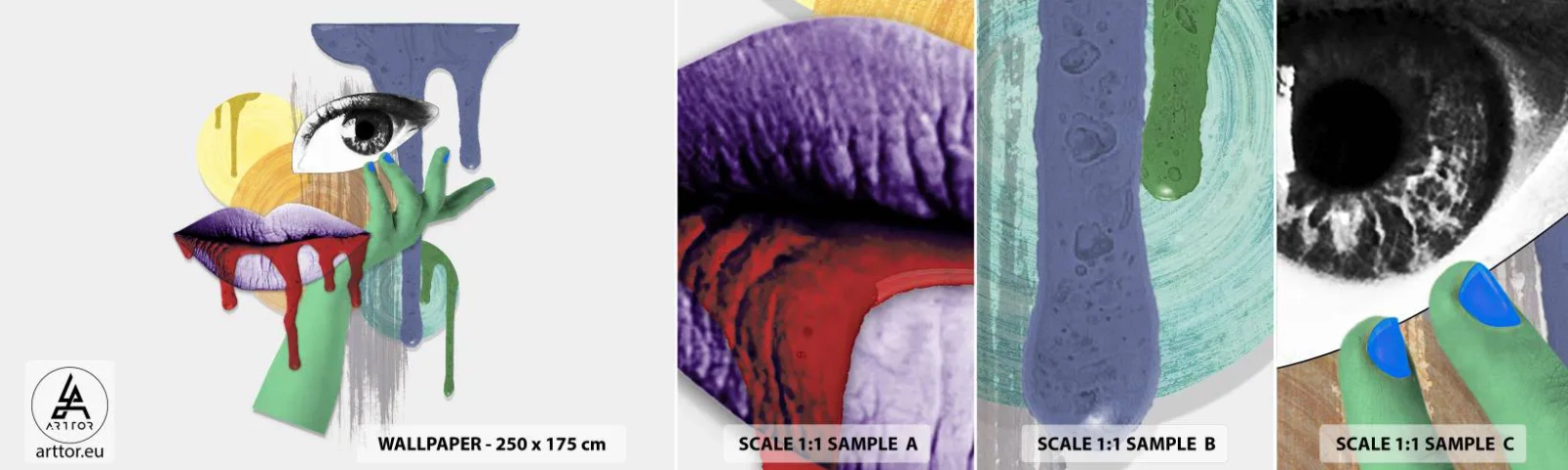 Fotótapéta Minta Standard Eco - Dekonstruált portré - Absztrakció, Darab, Szem - 100x30 cm