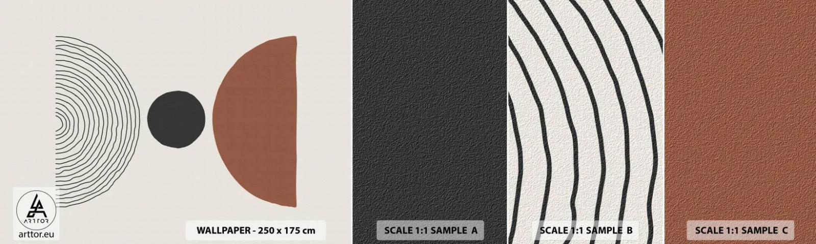 Fotótapéta Minta Standard Eco - A figyelem középpontjában - Absztrakció, Darab, Félkörök - 100x30 cm
