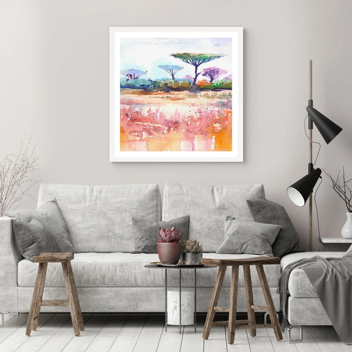 Poszter fekete keretben - Szavanna színei - 60x60 cm