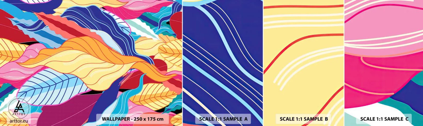 Fotótapéta Minta Standard Eco - Színes rendetlenség - Absztrakció, Színes levelek, Darab - 100x30 cm