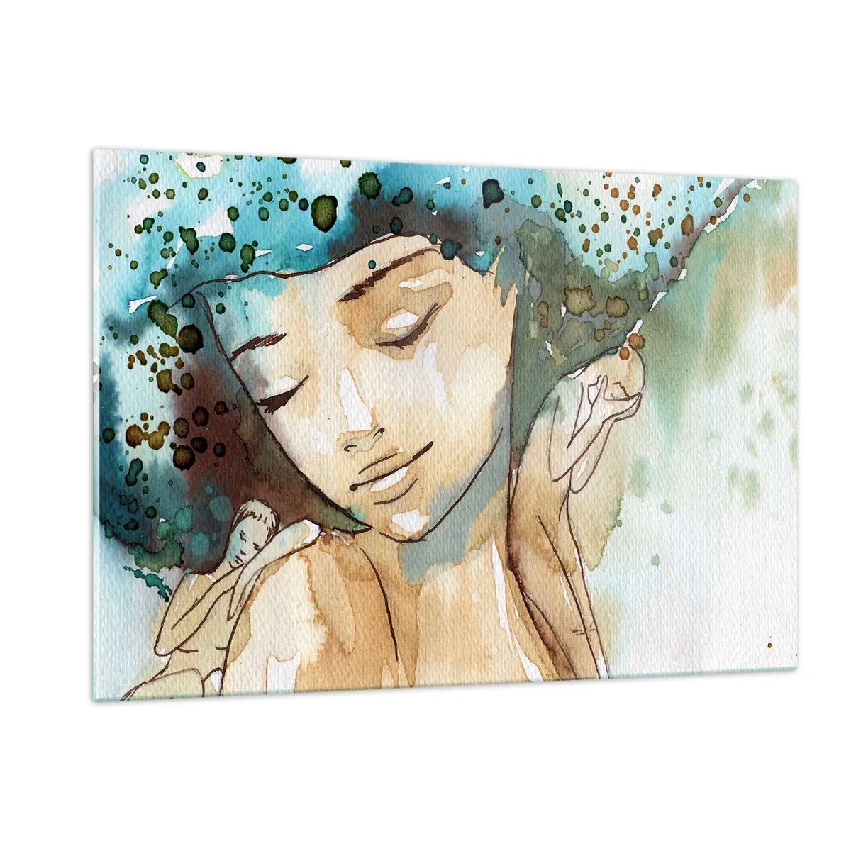 Üveg kép - Lady in blue - 120x80 cm