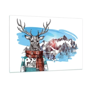 Üveg kép - Még a szarvas sem fázik  - 120x80 cm