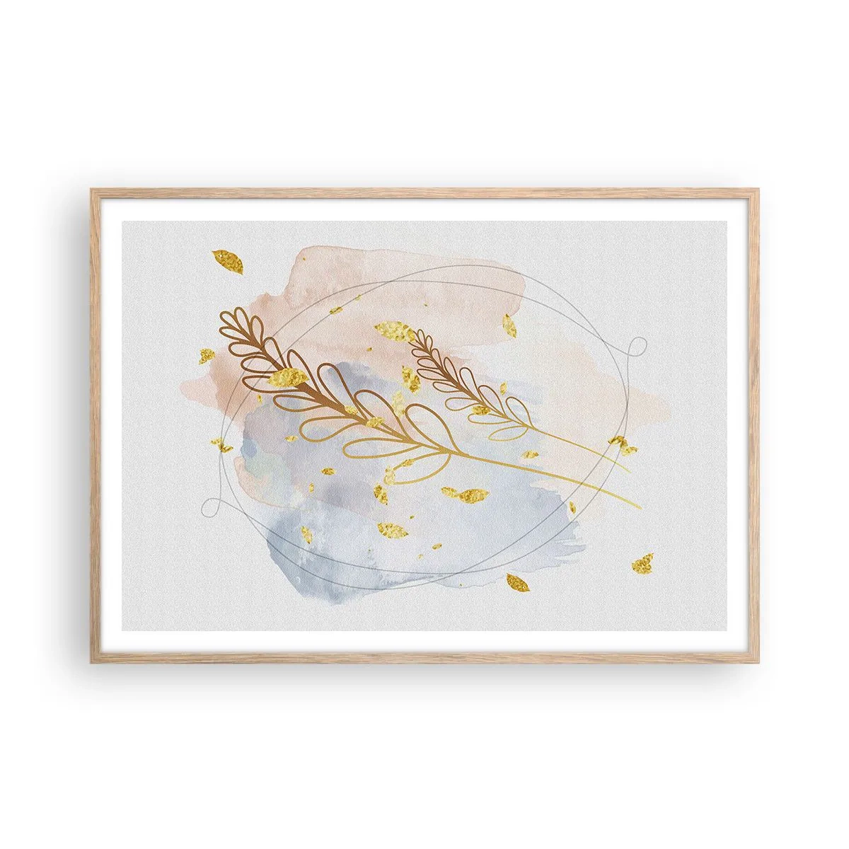 Poszter világos tölgy keretben - Aranyszínű fuvallat - 100x70 cm