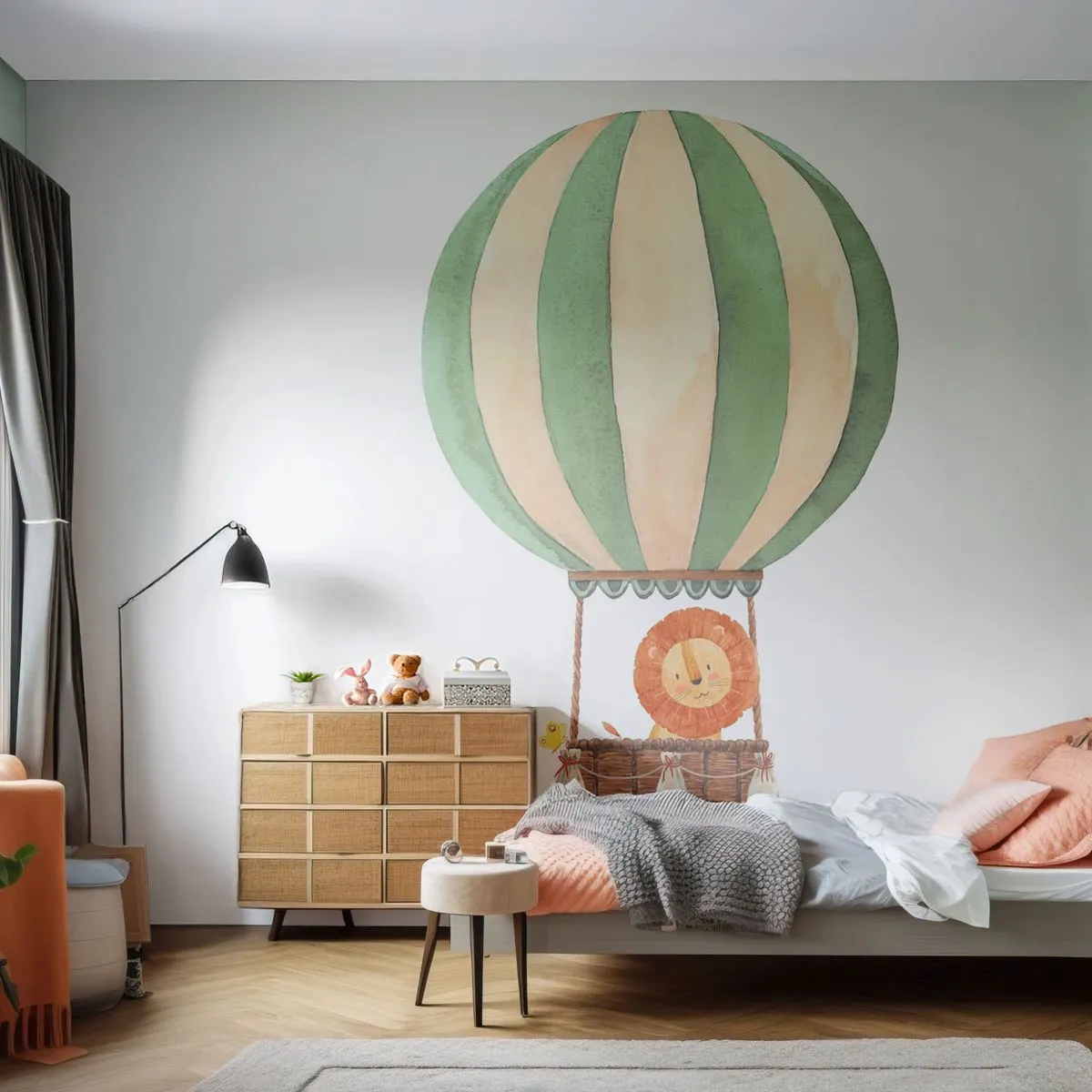Öntapadós Fotótapéta Deluxe Sticker - Leon utazásai - Ballon, Oroszlán, Gyermekek - 250x175 cm