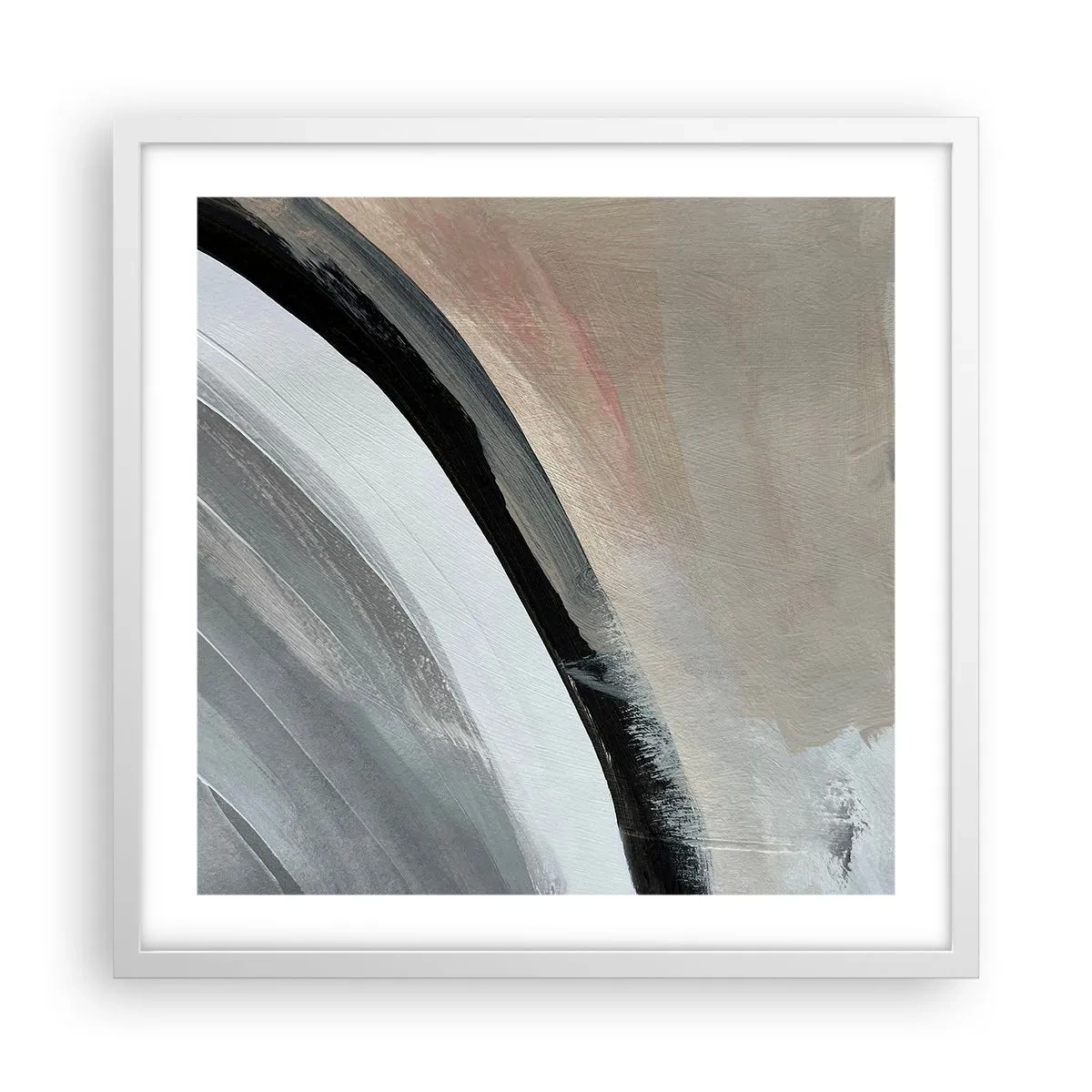 Poszter fekete keretben - Kompozíció: a fekete és szürke íve - 50x50 cm