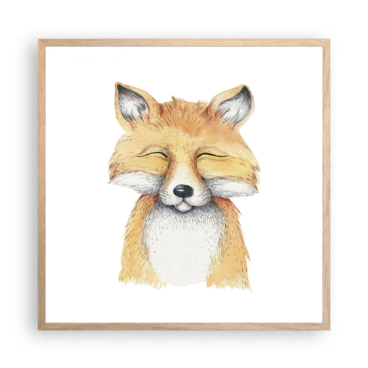 Poszter világos tölgy keretben - Róka hangulatok - 60x60 cm