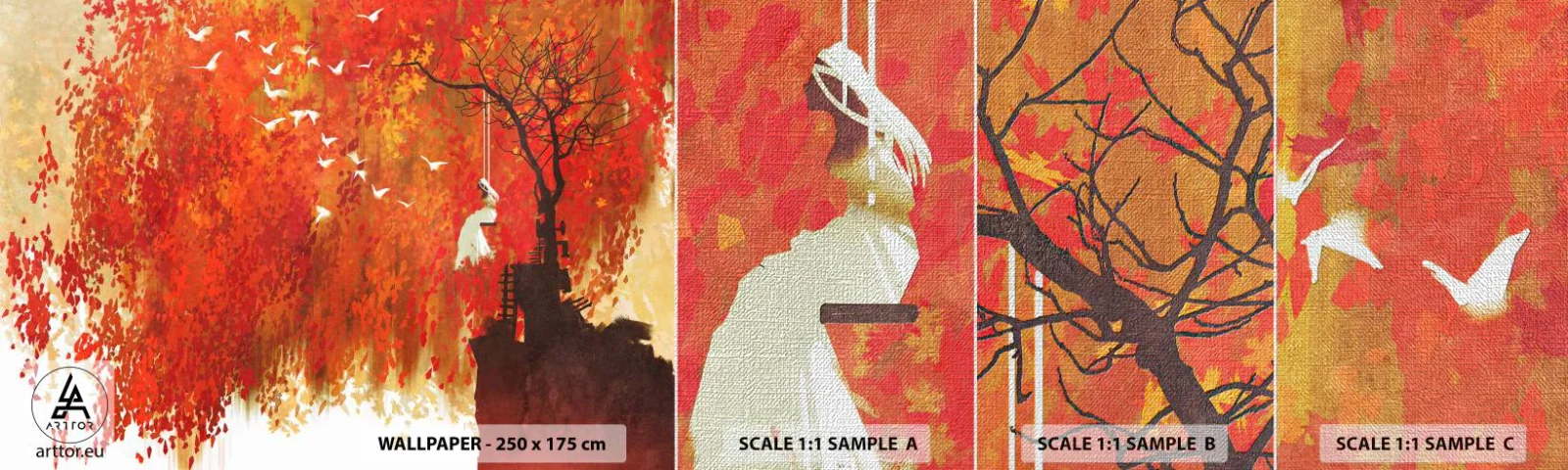 Fotótapéta Minta Premium Canvas - Repül velünk? - Absztrakció, Nő, Madarak - 100x30 cm