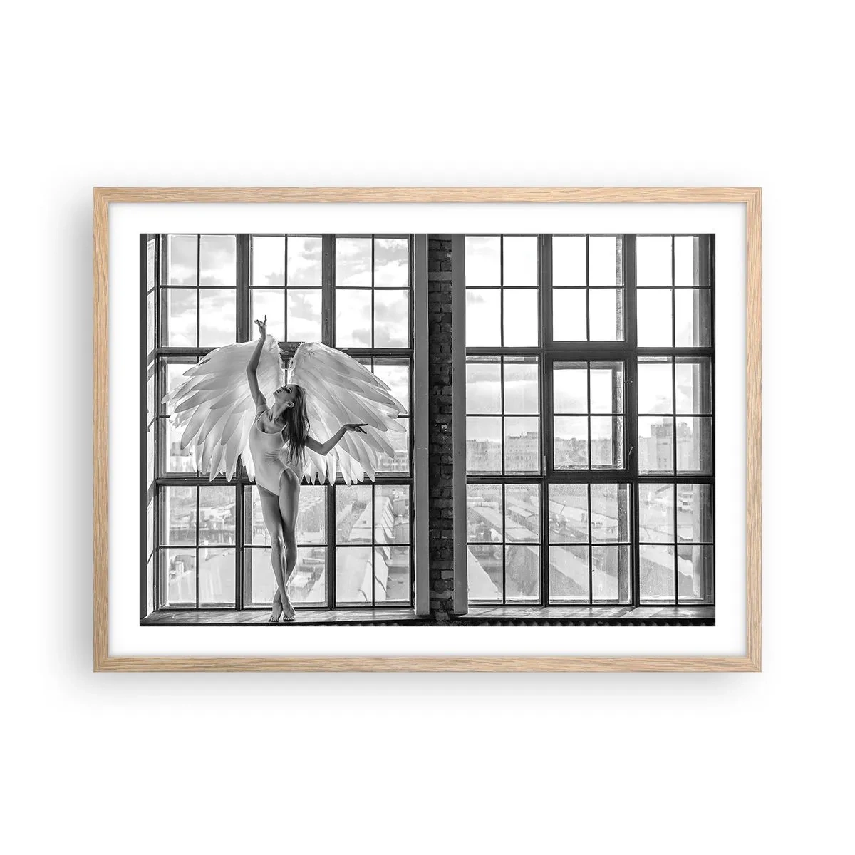 Poszter világos tölgy keretben - Angyalok városa? - 70x50 cm