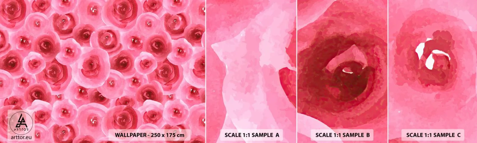 Fotótapéta Minta Öntapadós Deluxe Sticker - Rózsák alul és felül - Virágok, Szépség, Romantika - 100x30 cm