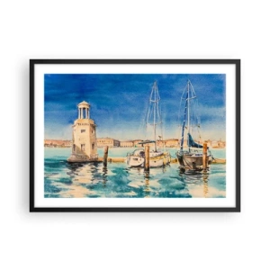 Poszter fehér keretben - Napos lagúna - 70x50 cm