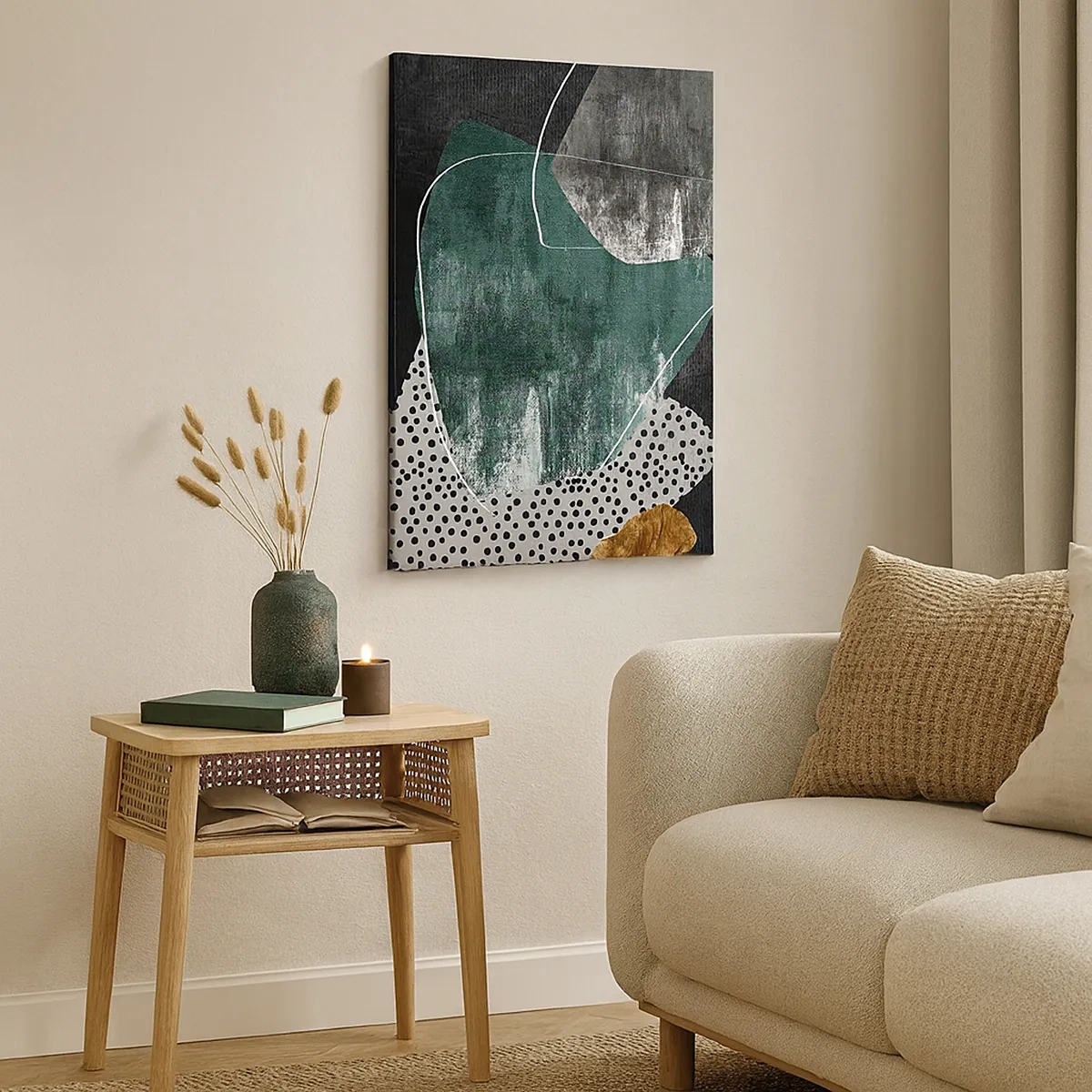 Vászonkép - Színes absztrakció aranypehellyel - 50x70 cm