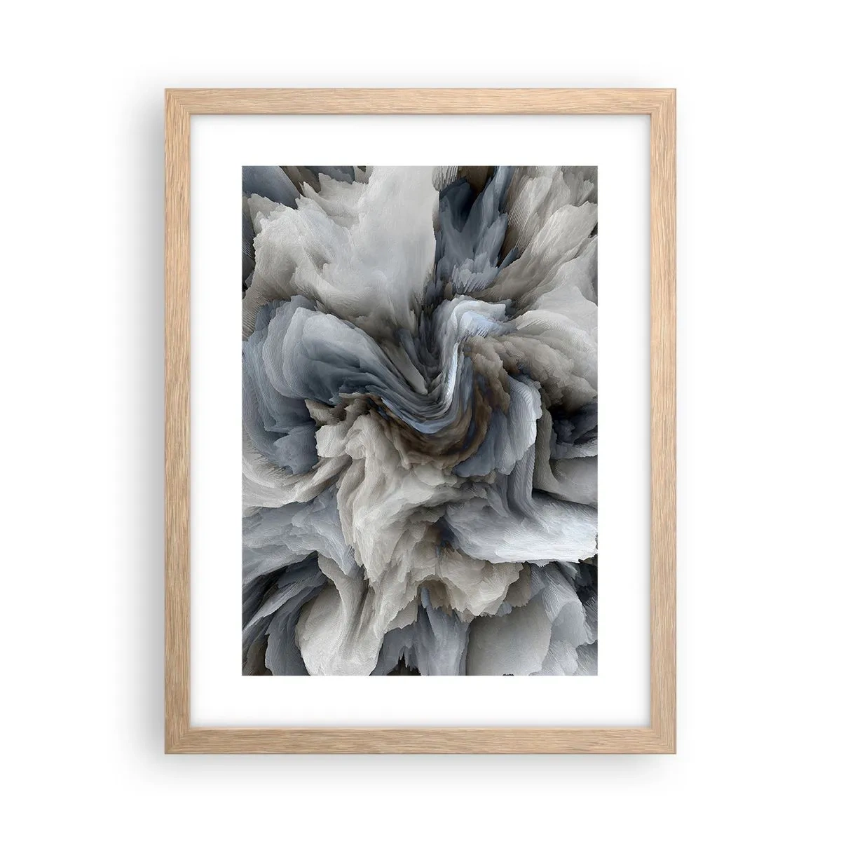 Poszter világos tölgy keretben - Kő és virág - 30x40 cm