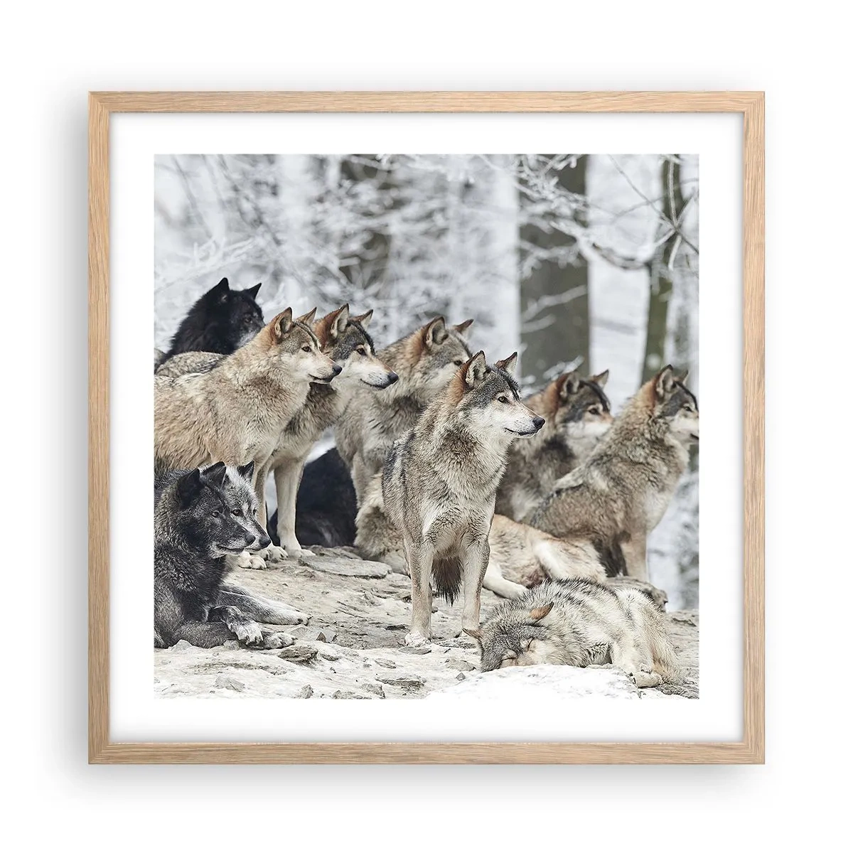 Poszter világos tölgy keretben - Család és barátok - 50x50 cm