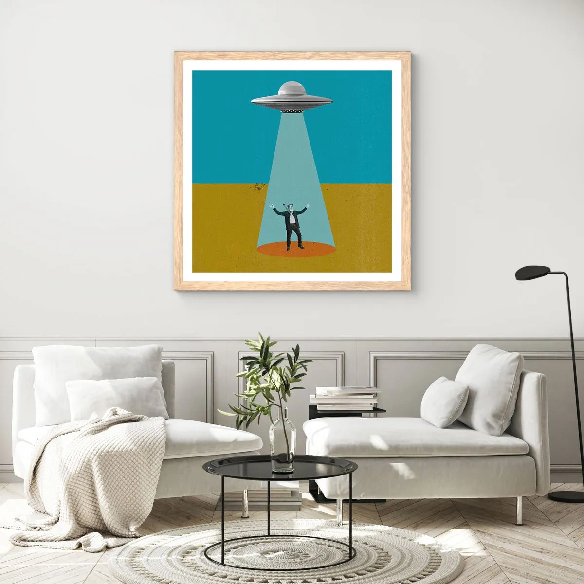 Poszter világos tölgy keretben - Közeli találkozás - 40x40 cm