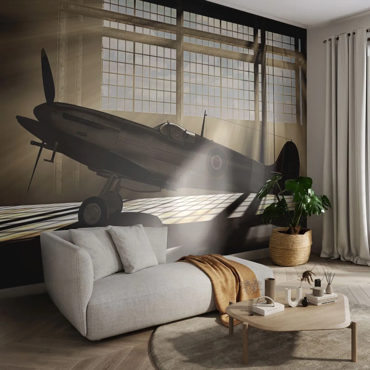 Fotótapéta Premium Canvas - Harcos pihenése - Repülőgép, Repülési Hangár, Repülőgép - 200x140 cm