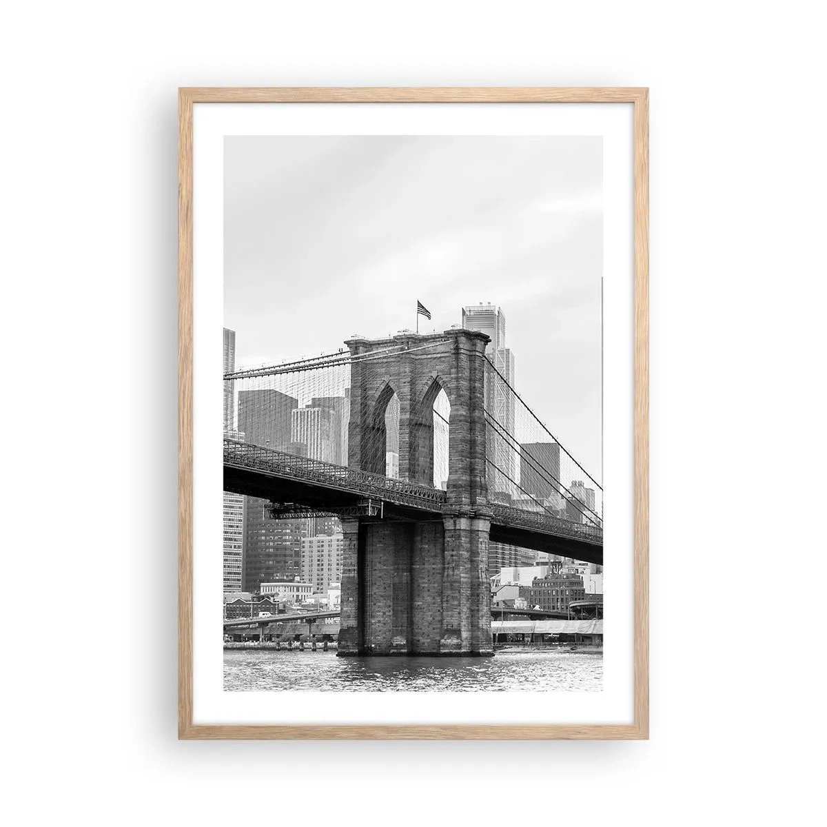 Poszter világos tölgy keretben - New York-i hangulat - 50x70 cm