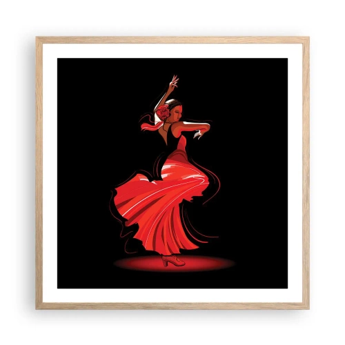 Poszter világos tölgy keretben - A flamenco tüzes szelleme - 60x60 cm