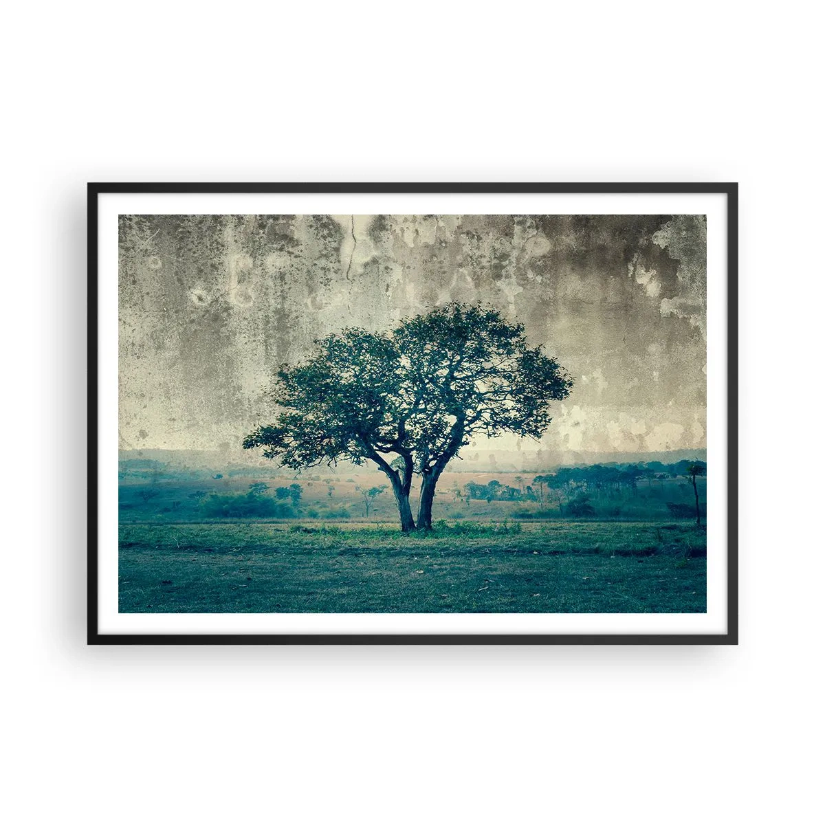 Poszter fehér keretben - Almafa a kék mezőn? - 100x70 cm