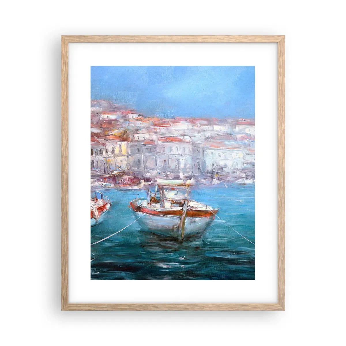 Poszter világos tölgy keretben - Olasz öböl - 40x50 cm