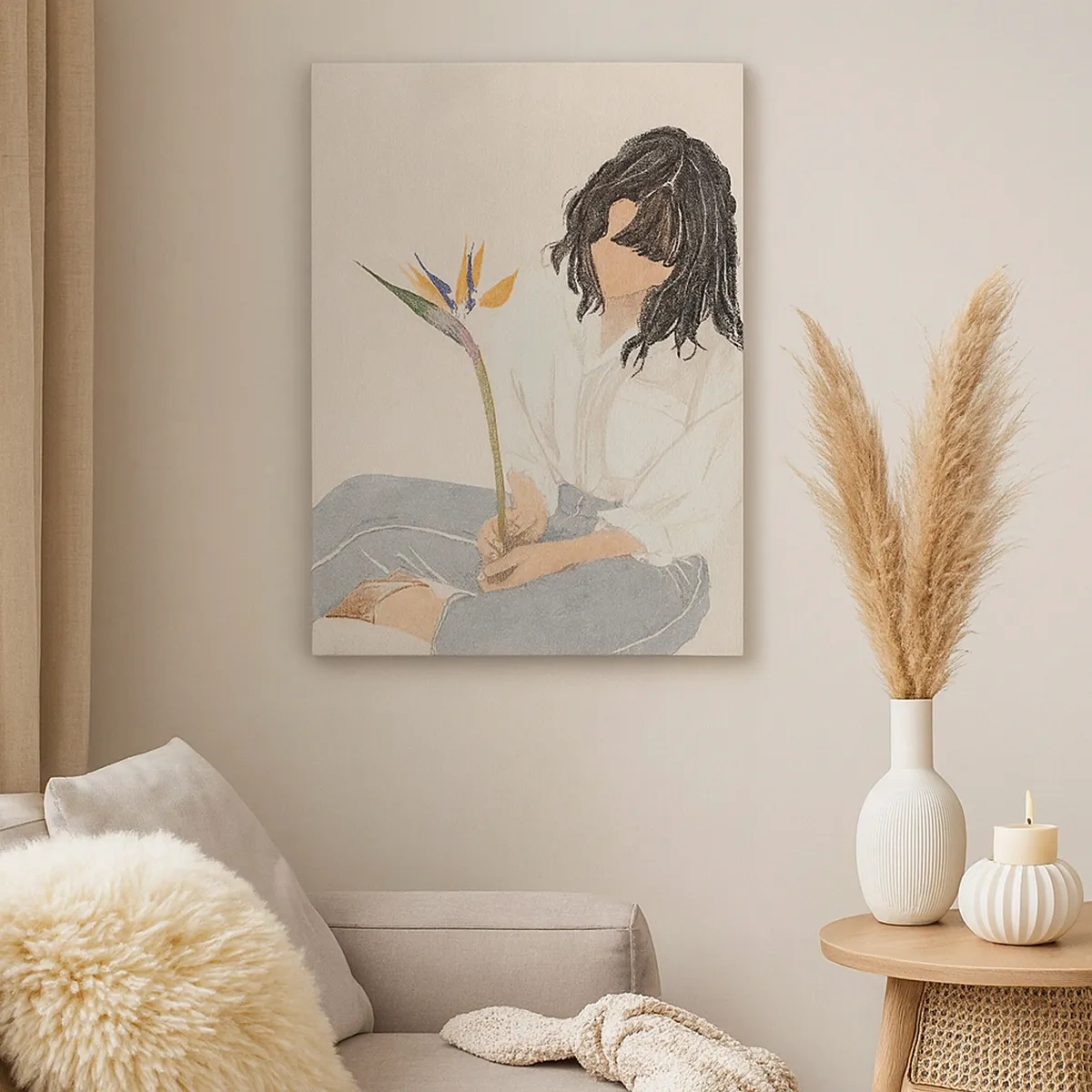 Vászonkép - Portré egy egzotikus virággal - 50x70 cm