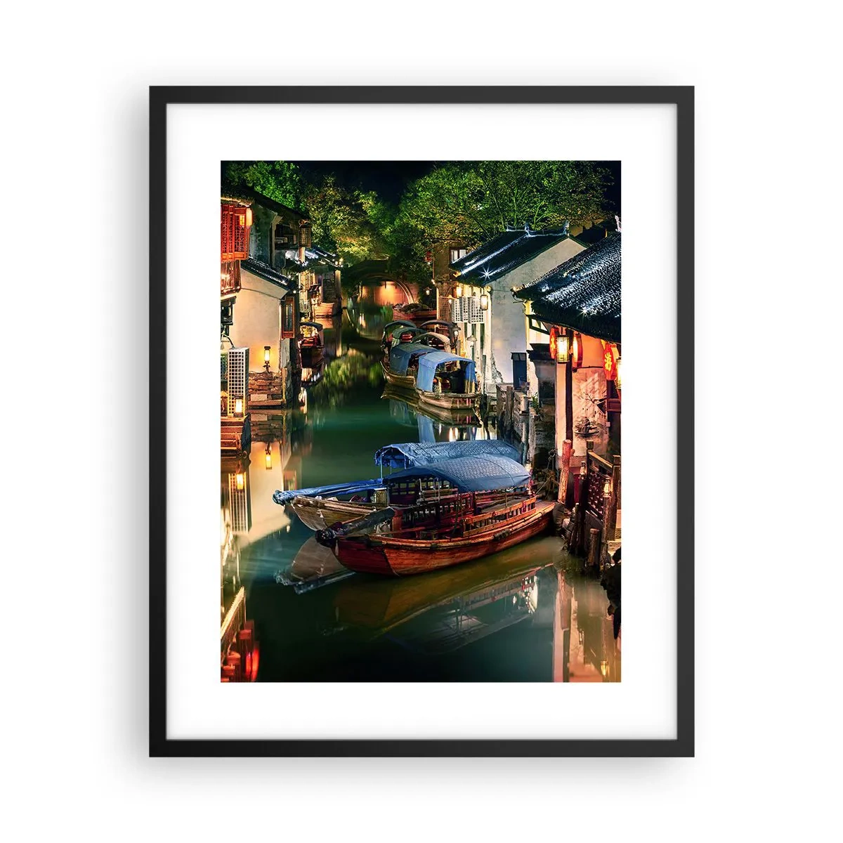 Poszter fehér keretben - Este egy kínai utcán - 40x50 cm