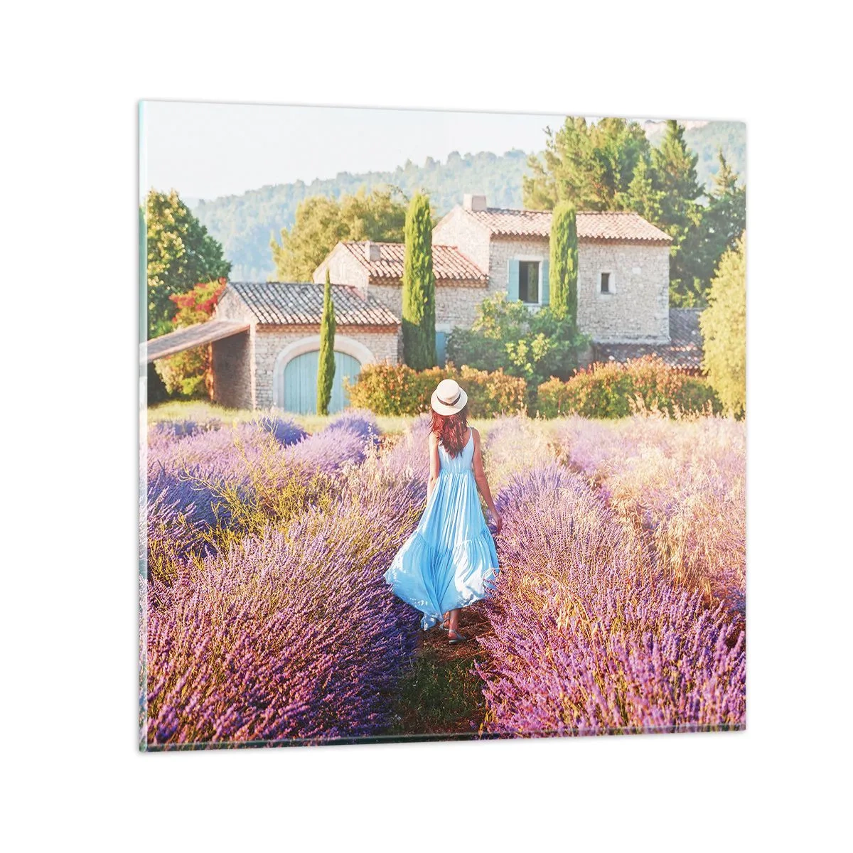 Üveg kép - Levendula lány - 50x50 cm