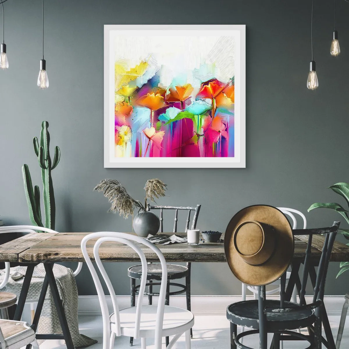 Poszter fekete keretben - Kivirágzott a szivárvány - 40x40 cm